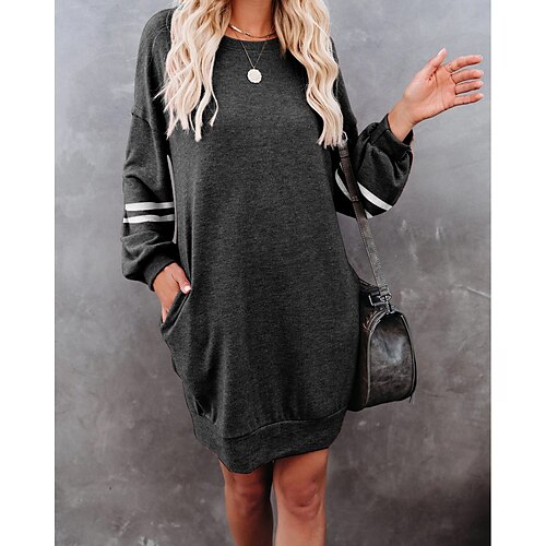 

Women's Hoodie Dress Striped Pocket Casual Daily Active Streetwear Hoodies Sweatshirts Green Black Gray