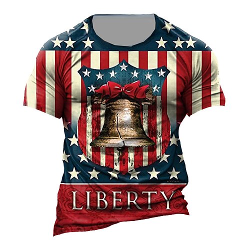 

Men's Unisex T shirt Tee Graphic National Flag Crew Neck Red 3D Print Bell Outdoor Street Short Sleeve Print Clothing Apparel Vintage Sports Designer Casual / Summer / Summer