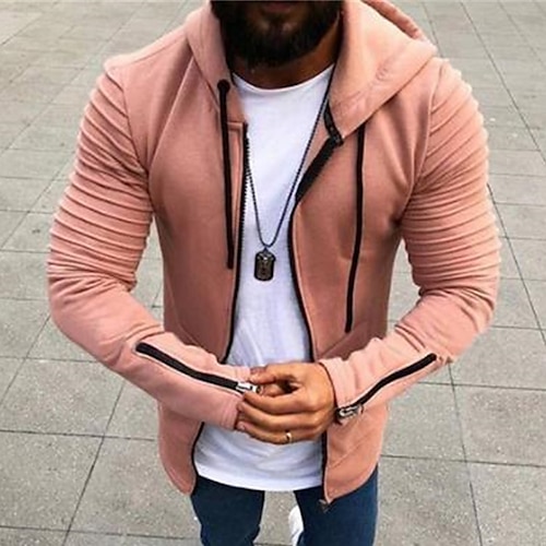 

Per uomo Felpa con cappuccio a zip intera Giacca di pelle Giacca felpata Nero Rosa Verde militare Grigio scuro Con cappuccio Tinta unica Tasche Per uscire Abbigliamento di strada Streetwear