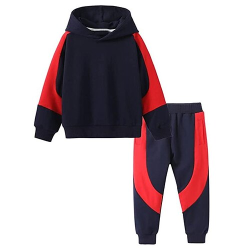 

Kids Boys Hoodie Pants HoodieSet Clothing Set 2 Pieces Long Sleeve Black Gray Pink Color Block Print Street Sports Vacation Fashion Comfort Cool Daily 3-12 Years