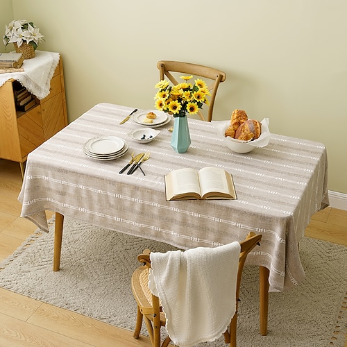 

Contton Linen Rectangle Tablecloth Pastoral Rustic Table Cloth Washable Table Cover for Indoor&Outdoor,Farmhouse Decor,Picnic,Tabletop Decoration