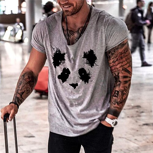 

Men's Unisex T shirt Tee Hot Stamping Cartoon Graphic Prints V Neck Street Daily Print Short Sleeve Tops Designer Casual Big and Tall Sports Gray / Summer / Summer
