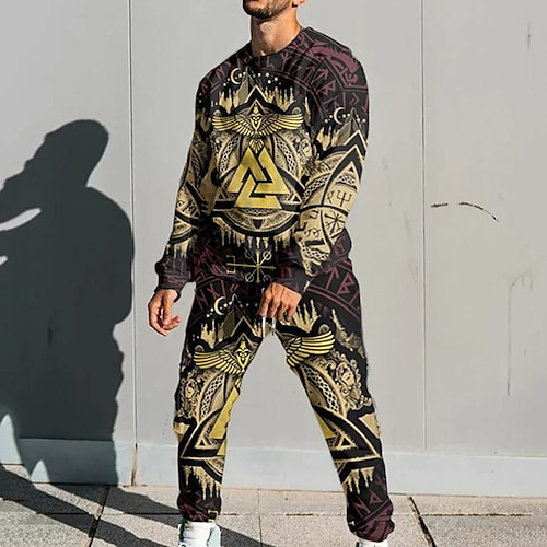 

Men's Tracksuit Hoodies Set Cartoon Graphic Patterned 2 Piece Print Sports Outdoor Casual Sports 3D Print Sportswear Basic Essential Hoodies Sweatshirts Green Black Khaki