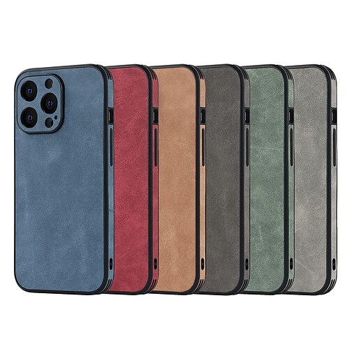 

telefon Etui Til Apple Bagcover Klassisk serie iPhone 14 Pro Max 14 Plus 13 12 11 Pro Max Mini X XR XS Støddæmperramme Bløde kanter Ikke-gulning Ensfarvet PU Læder