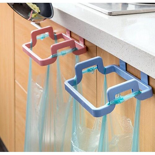 

kitchen door back type portable garbage bag bracket household kitchen cabinet door rear rag hanging hook shelf wholesale