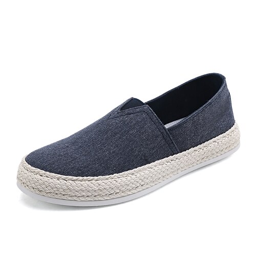 

Men's Loafers Slip-Ons Casual Daily Linen Black Khaki Blue Summer