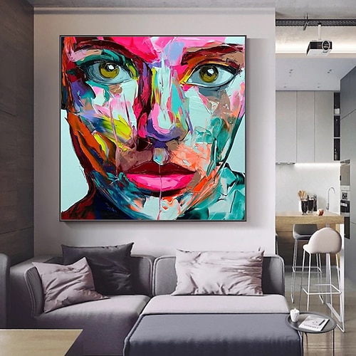 

Mintura Handmade Face Oil Painting On Canvas Wall Art Decoration Modern Abstract Figure Pictures For Home Decor Rolled Frameless Unstretched Painting