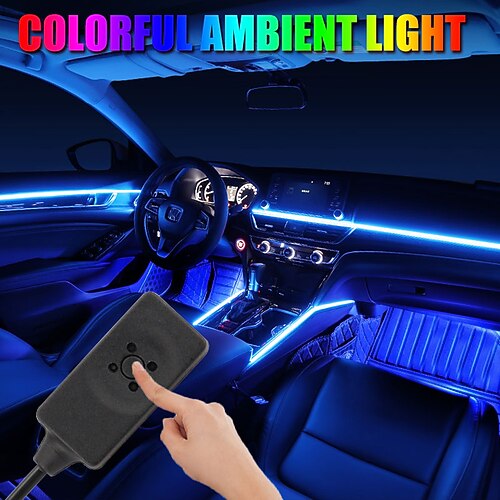 

Car Interior Lights Decorative Ambient Lamp Neon RGB Led Strip Lights 1/2/4/5/6in1Bluetooth App Control USB Optical Fiber Light