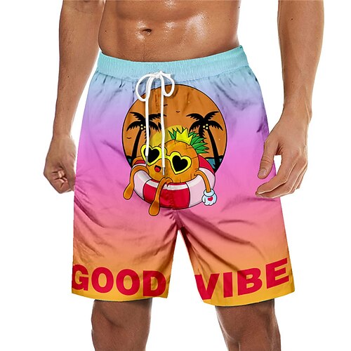 

Men's Swim Trunks Swim Shorts Quick Dry Board Shorts Bathing Suit with Pockets Drawstring Swimming Surfing Beach Water Sports Gradient Tropical Printed Spring Summer