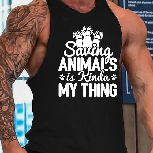 

Men's Tank Top Vest Hot Stamping Graphic Patterned Letter Crew Neck Street Daily Print Sleeveless Tops Designer Casual Fashion Comfortable Black Blue