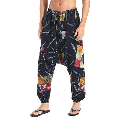 

Men's Joggers Trousers Baggy Casual Pants Jogger Pants Drawstring Elastic Waist Print Graphic Prints Comfort Breathable Casual Daily Streetwear 100% Cotton Sports Fashion Black Orange Micro-elastic