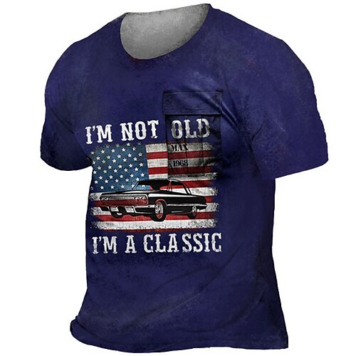 

Men's Unisex T shirt Tee 3D Print Graphic Prints National Flag Crew Neck Street Daily Print Short Sleeve Tops Designer Casual Big and Tall Sports Navy Blue / Summer
