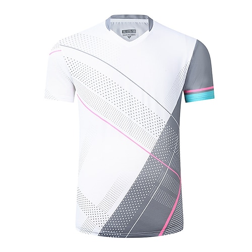 

Men's Tennis Shirt Athletic Shirt Breathable Quick Dry Moisture Wicking Short Sleeve T Shirt Regular Fit V Neck Printed Summer Gym Workout Tennis Badminton / Micro-elastic / Lightweight