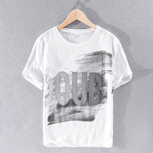 

Men's T shirt Tee 3D Print Graphic Patterned Letter Crew Neck Street Daily Short Sleeve Tops Casual Fashion White gray