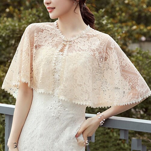 

Sleeveless Ladies / Elegant Lace Special Occasion / Event / Party Shawl Wrap / Shawls / Women's Wrap With Imitation Pearl