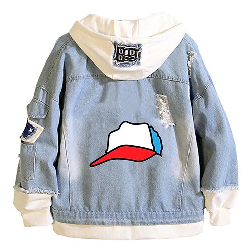 

Inspired by Stranger Things Hellfire Club Eddie Munson Anime Cartoon Denim Anime Denim Jacket Harajuku Kawaii Coat For Men's / Women's / Couple's