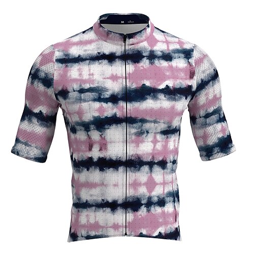 

21Grams Men's Cycling Jersey Short Sleeve Bike Top with 3 Rear Pockets Mountain Bike MTB Road Bike Cycling Breathable Quick Dry Moisture Wicking Reflective Strips Rosy Pink Graffiti Polyester Spandex