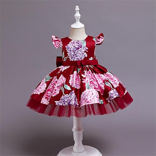 

Kids Little Girls' Dress Flower A Line Dress Party Special Occasion Bow Print Blue Purple Pink Knee-length Short Sleeve Princess Cute Dresses Spring Summer Slim 2-8 Years