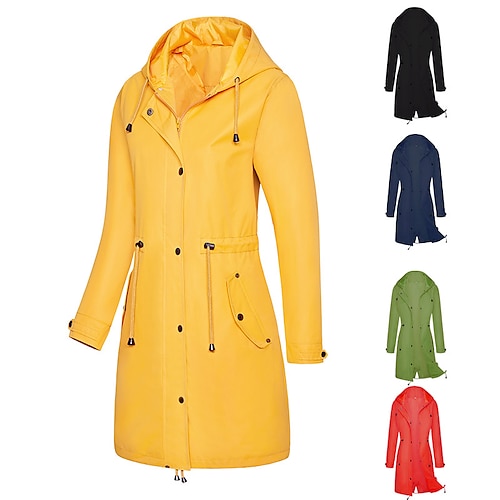 

Women's Parka Waterproof Jacket Rain Jacket Raincoat with Hood Winter Jacket Outdoor Windproof Breathable Lightweight Trench Coat Outerwear Windbreaker Full Zipper Fishing Climbing