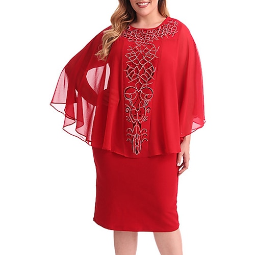 

Per donna Plus Size Vestito da festa Tinta unica Girocollo Manica lunga Autunno Primavera Da ufficio Elegante Abiti da ballo Abito al ginocchio Formale Feste Vestito