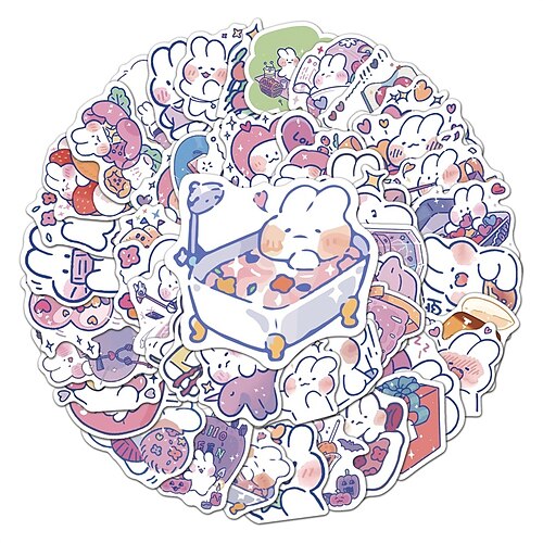 

50pcs Animal Stickers for Student Notebook Gifts Waterproof Self-adhesive Cartoon for Women Girls Kids