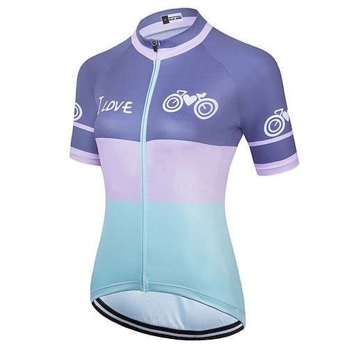 

21Grams Women's Cycling Jersey Short Sleeve Bike Top with 3 Rear Pockets Mountain Bike MTB Road Bike Cycling Breathable Quick Dry Moisture Wicking Purple Color Block Spandex Polyester Sports Clothing