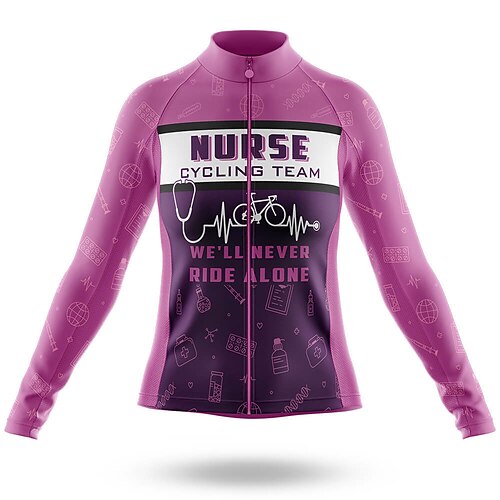 

21Grams Women's Cycling Jersey Long Sleeve Bike Top with 3 Rear Pockets Mountain Bike MTB Road Bike Cycling Breathable Quick Dry Moisture Wicking Reflective Strips Purple Graphic Polyester Spandex