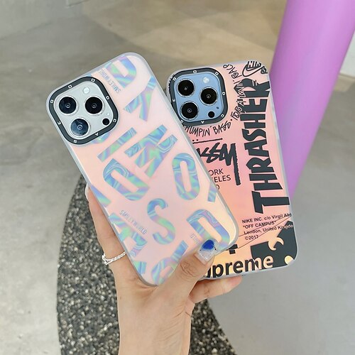 

Phone Case For Apple Back Cover iPhone 13 12 Pro Max Bumper Frame Soft Edges Non-Yellowing Color Gradient Word / Phrase TPU