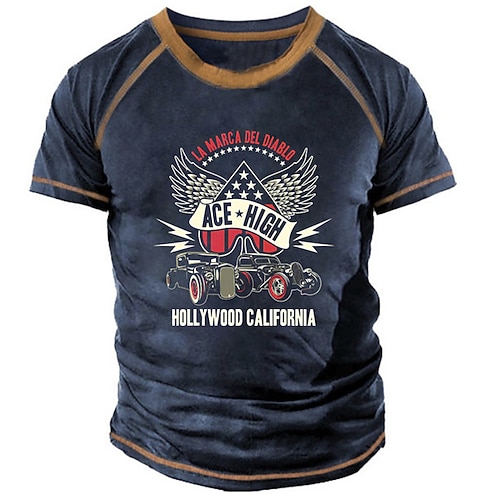 

Men's Unisex T shirt Tee 3D Print Graphic Prints Car Letter Crew Neck Street Daily Print Short Sleeve Tops Designer Casual Big and Tall Sports Blue / Summer / Summer