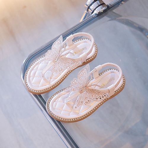 

Girls' Sandals Flats School Shoes Daily PU Princess Shoes Big Kids(7years ) Party Daily Outdoor Butterfly Silver Gold Fall Summer