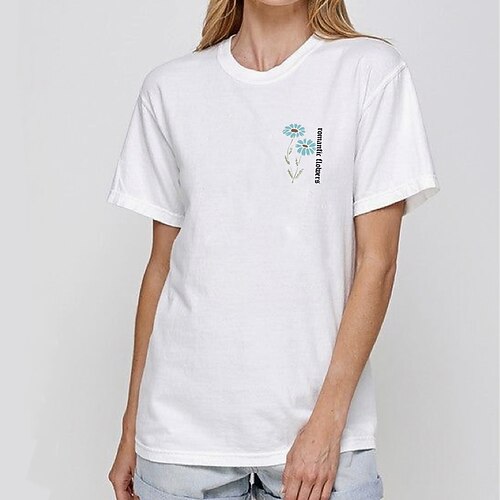 

Women's T shirt Tee Graphic Patterned Dandelion Home Daily Holiday Floral T shirt Tee Short Sleeve Round Neck Basic Essential 100% Cotton Green White Black S