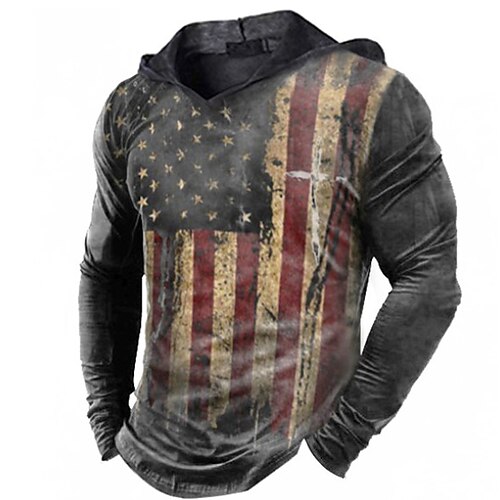 

Hombre Unisexo Camiseta Estampados Bandera Con Capucha Gris Impresión 3D Diario Festivos Manga Larga Estampado Ropa Design Casual Grande y alto