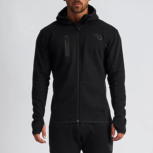 

Men's Full Zip Hoodie Jacket Solid Color Zipper Pocket Daily Holiday Going out non-printing Casual Streetwear Hoodies Sweatshirts Black And White Black
