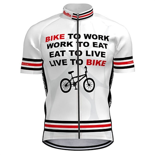 

21Grams Men's Cycling Jersey Short Sleeve Bike Top with 3 Rear Pockets Mountain Bike MTB Road Bike Cycling Breathable Quick Dry Moisture Wicking Reflective Strips White Graphic Polyester Spandex