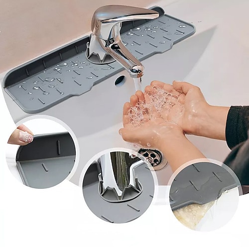 3PCS Silicone Sink Faucet Mat for Kitchen Sink Splash Guard