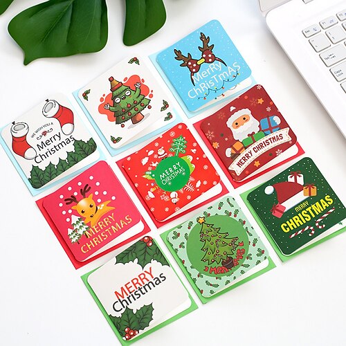 

6 PCS Christmas Tree Santa Claus Card for Gift Decoration Party 2.82.8 inch