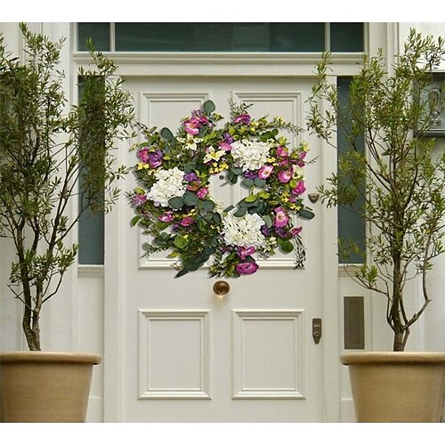 

Farm Hydrangea Wreath-country Home Decor Front Door Decorative Garland