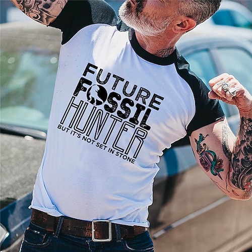 

Men's T shirt Tee Graphic Patterned Color Block Letter Round Neck Street Daily Patchwork Print Short Sleeve Tops Designer Casual Fashion Comfortable White / Summer