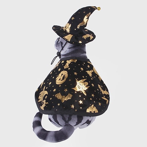

Halloween Print Wizard Cape Set Pet Dog Cat Hat Set Decoration Cute Party Halloween Dog Clothes Puppy Clothes Dog Outfits