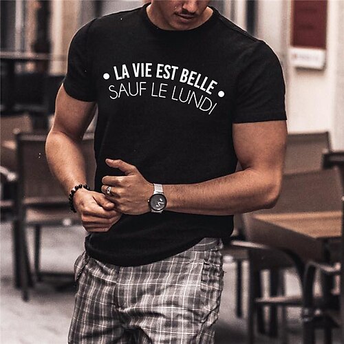 

Men's Unisex T shirt Tee Letter Crew Neck Black Print Outdoor Street Short Sleeve Print Clothing Apparel Sports Designer Casual Big and Tall / Summer / Summer