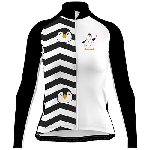 

21Grams Women's Long Sleeve Cycling Jersey Bike Top with 3 Rear Pockets Mountain Bike MTB Road Bike Cycling Breathable Quick Dry Moisture Wicking Black Penguin Spandex Polyester Sports Clothing