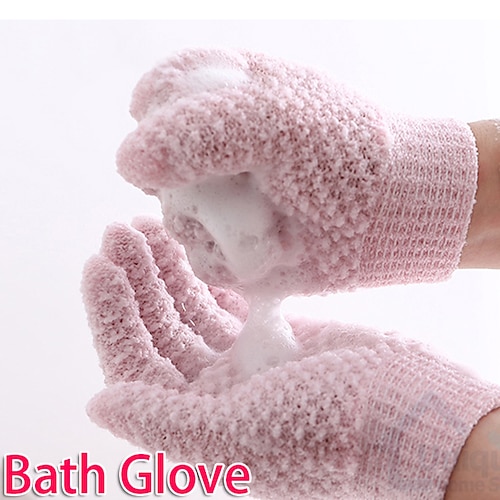 

1 Pair Exfoliating Dual Texture Bath Mitten for Shower Spa Massage and Body Scrubs Dead Skin Cell Remover Gloves with Hanging Loop and Self-adhesive Hook