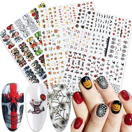

36 pcs Skull Nail Art Stickers Joker Decal Sliders for Nails Water Tattoo Halloween Decoration Accessories Manicure