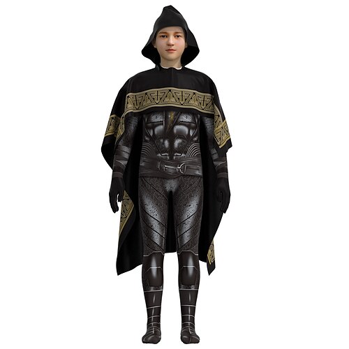 

Shazam Black Adam Costume Boys Movie Cosplay Black Leotard / Onesie Cloak Halloween Carnival Masquerade Polyester / Cotton