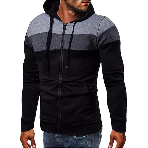 

Men's Full Zip Hoodie Jacket Color Block Zipper Pocket Daily Holiday Going out non-printing Casual Streetwear Hoodies Sweatshirts Black Blue Yellow