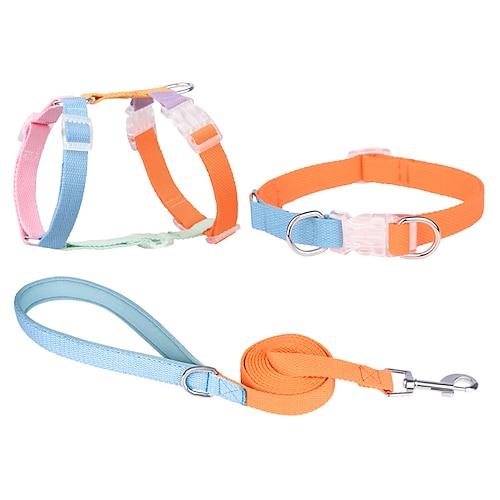 

3 Pcs The New Macaron Contrast Color Pet Chest Strap I-shaped Anti-break Free Cat Leash Out Of The Dog Garbage Bag