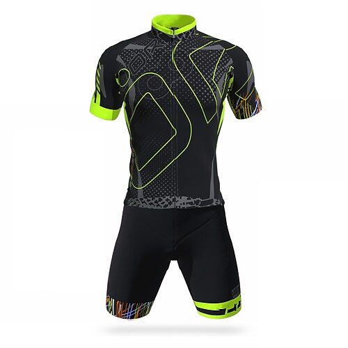 

21Grams Men's Cycling Jersey with Shorts Short Sleeve Mountain Bike MTB Road Bike Cycling Black Polka Dot Bike Clothing Suit 3D Pad Breathable Quick Dry Moisture Wicking Back Pocket Polyester Spandex