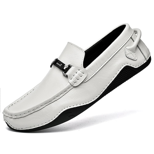 

Men's Loafers Slip-Ons Business Office Career Leather White Black Gray Fall Spring