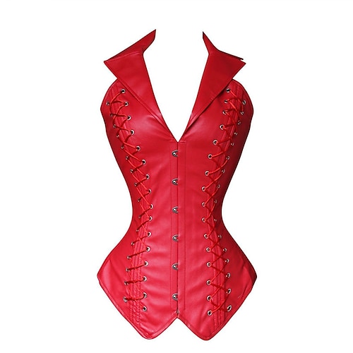 

Corset Women's Corsets Halloween Party & Evening Club Red Spandex Breathable Comfortable Overbust Corset Hook & Eye Lace Up Backless Tummy Control Push Up Pure Color Fall Winter