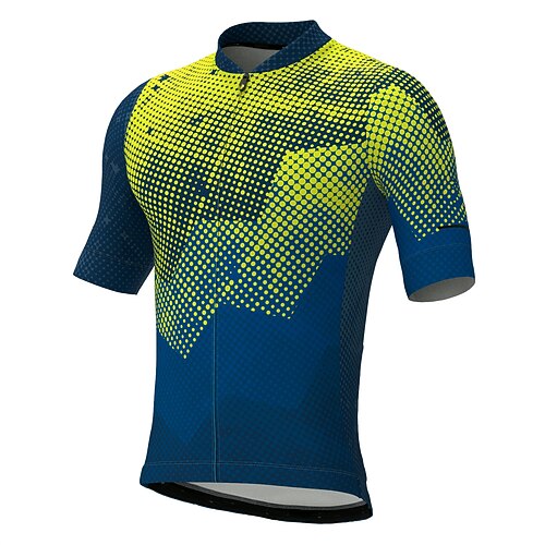 

21Grams Men's Cycling Jersey Short Sleeve Bike Top with 3 Rear Pockets Mountain Bike MTB Road Bike Cycling Breathable Quick Dry Moisture Wicking Reflective Strips Blue Polka Dot Polyester Spandex